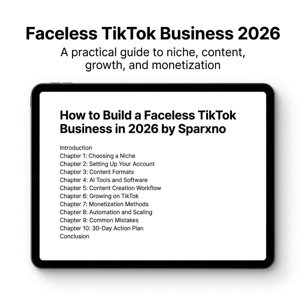 Faceless TikTok business 2026 - practical guide to niche, content, growth, and monetization